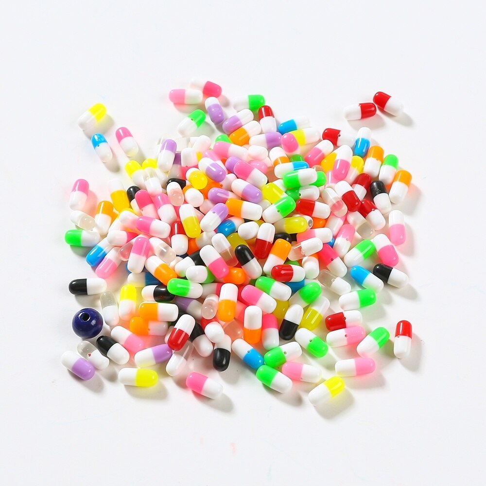 Hot DIY Pill żywiczne koraliki do kolczyków tworzenia biżuterii Multicolor 50 sztuk/partia 5*11.5mm z pół otworu