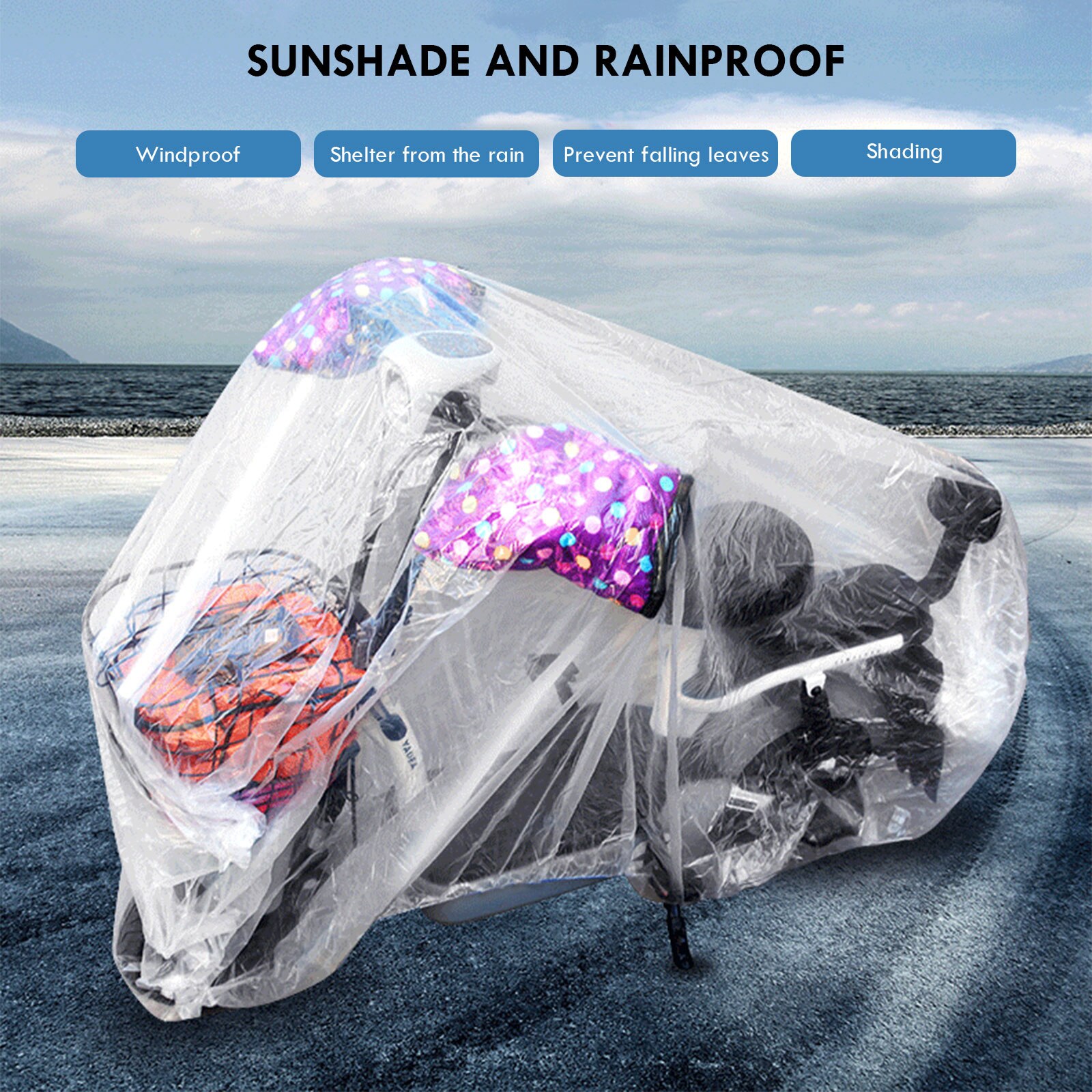 2pcs Temporary Mountain Bike Rain Cover Waterproof Heavy Duty Cycle Cover-Transparent Cycling Bicycle Protective Gear