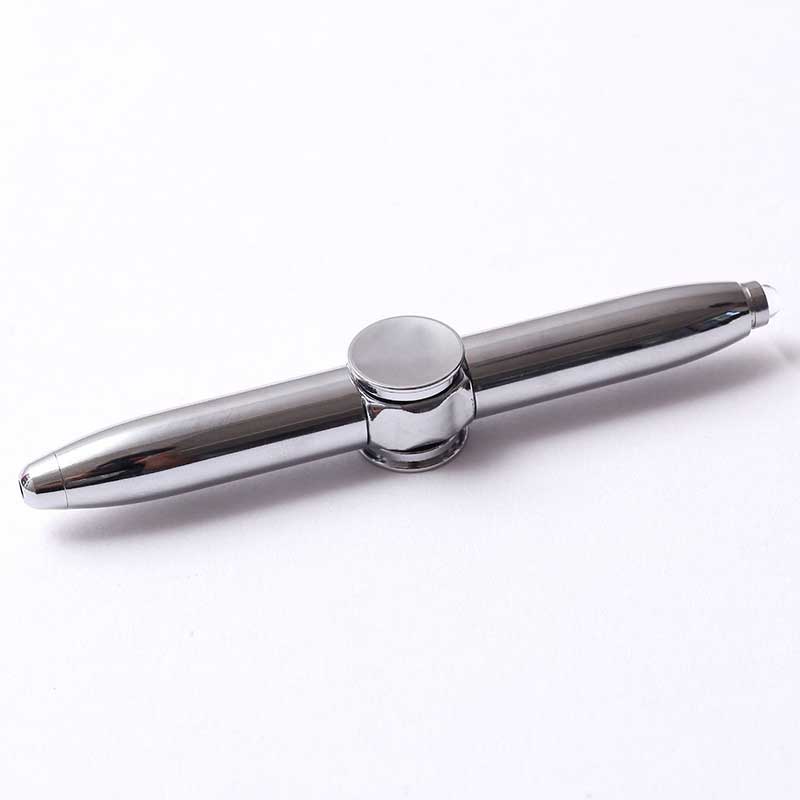 metal fingertip gyro pen multi-function LED lamp ballpoint pen rotating business office decompression pen: Silver