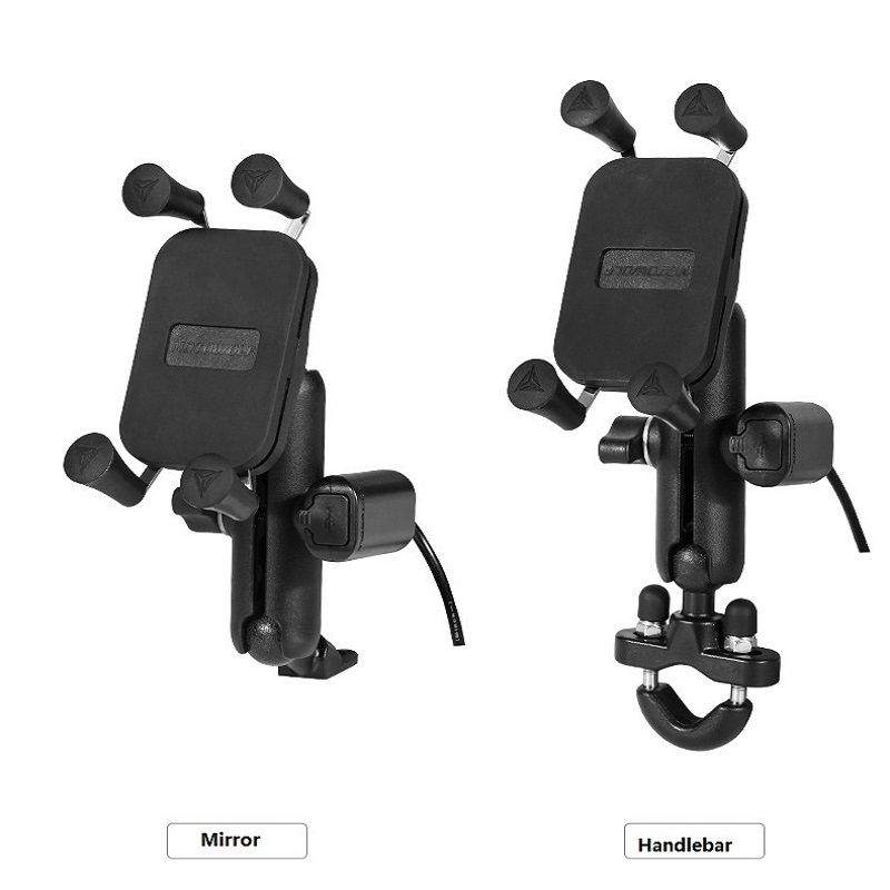 Universal Motorcycle Mobile Phone Holder Charger Aluminum Bike Phone Stand GPS Mount Bracket Support 4-6.5inch iPhone Smartphone