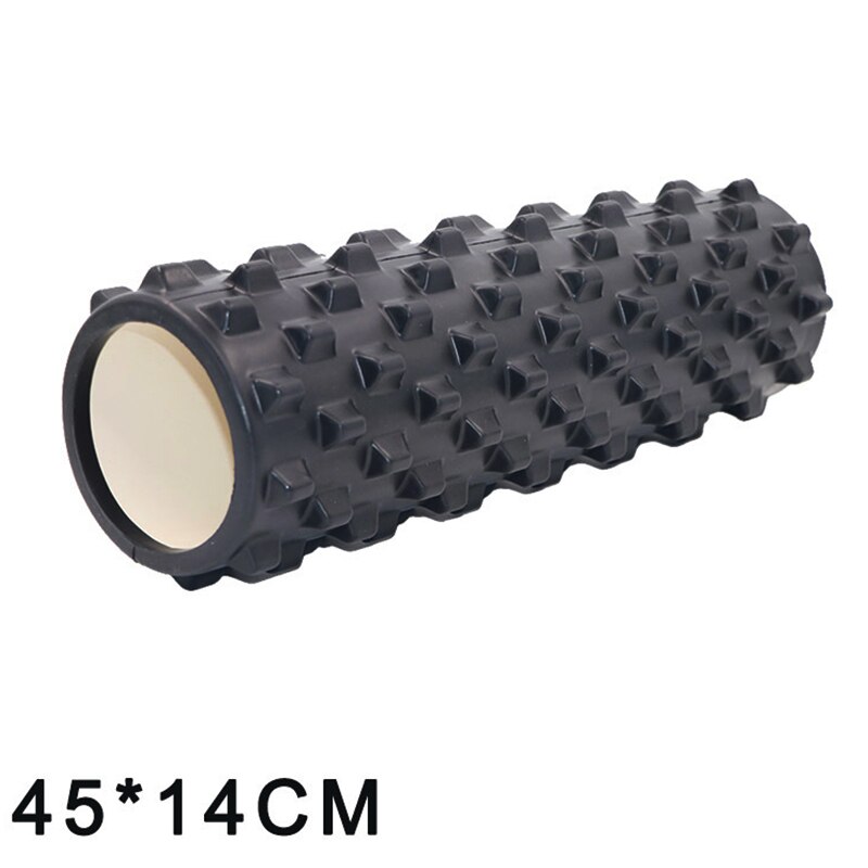 45/14CM Yoga Foam Pilate Fitness Roller EVA Sports Hollow Core Column Massage Grid Floating Trigger Point Therapy Exercise block: Black