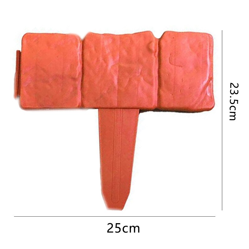 CSS 10Pc Orange Red Garden Fence Edging Cobbled Stone Effect PP Lawn Edging Plant Border Decorations Flower Bed Border