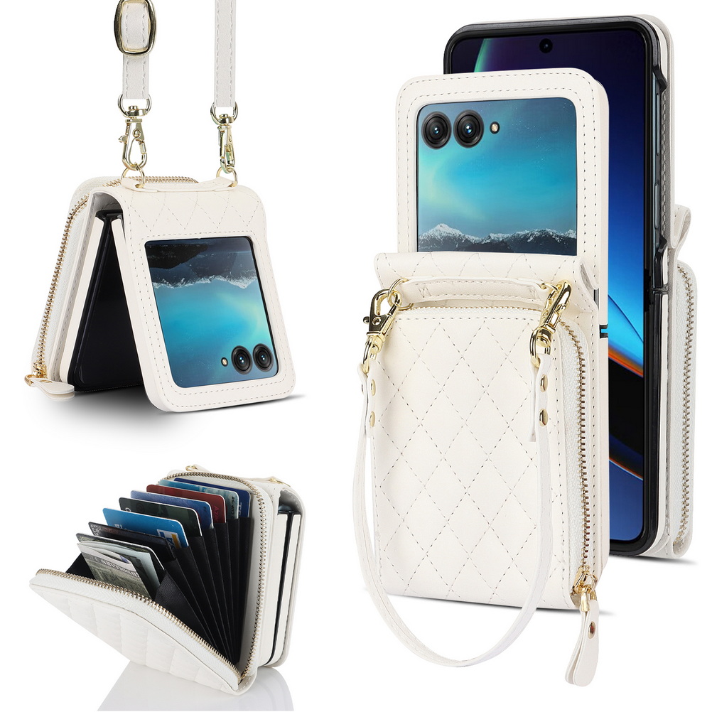 Opvouwbare portemonnee met meerdere vakken en diagonale draagriem voor motorola razr 60 ultra, razr 60 , 50 ultra 40 moto razr hoesje