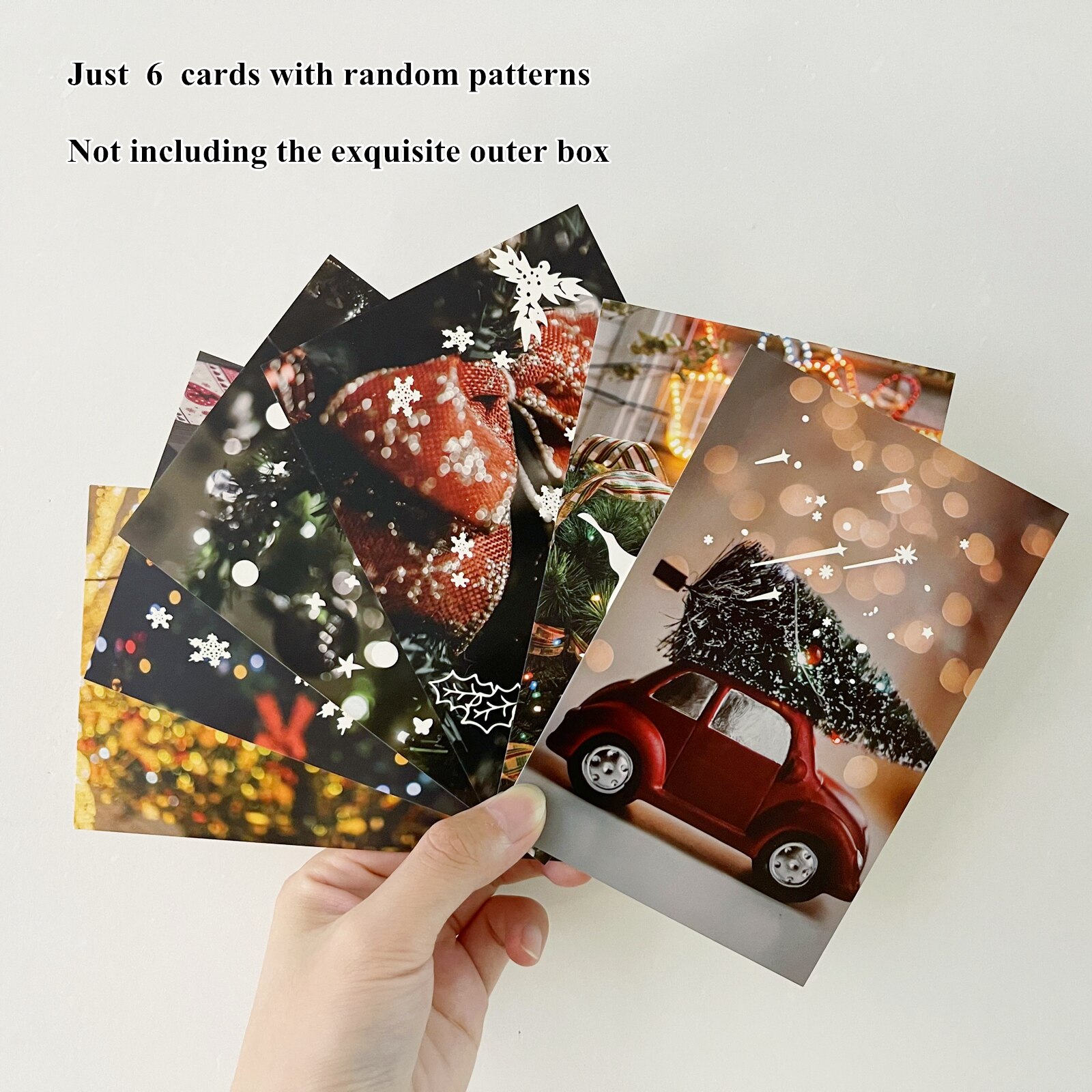 Luminous Christmas Cards Greeting Cards Postcard Thank You Cards Christmas Decoration: 6pcs random patterns