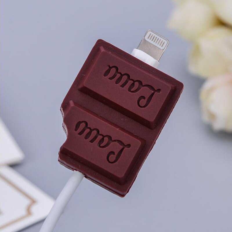 CHIPAL Bite Cute Fruit Cable Protector for iPhone USB Cable Protector Chompers Avocado Pizza Charger Wire Holder Accessories: chocolate