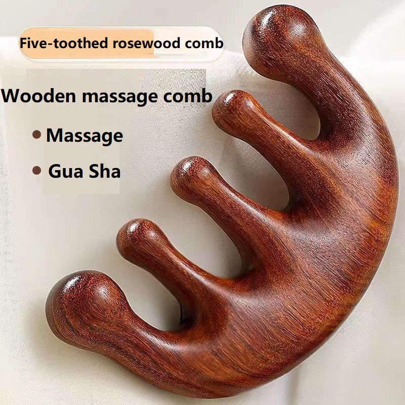 Masaje de madera peine masajeador de madera cuero cabelludo cabeza aceite masajeador cuero cabelludo peine herramientas AMS01