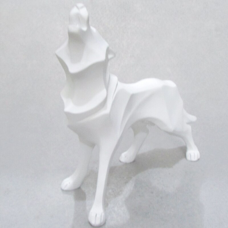 Statue de chien de loup, Totem abstrait, Sculpture géométrique en résine, accessoire de décoration moderne, artisanat,