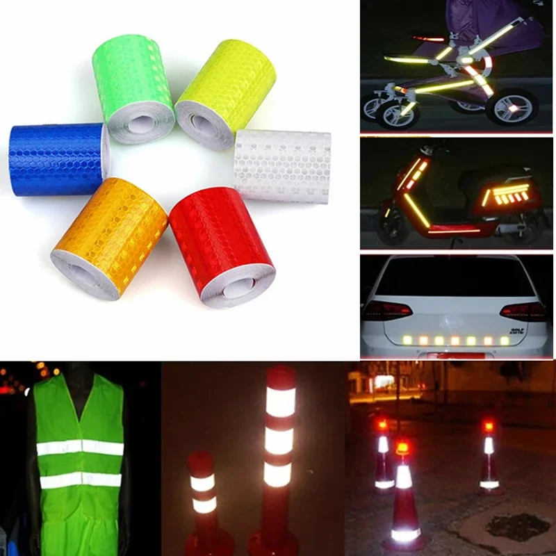 Cinta reflectante de 5cm x 3m para coches, camiones, motocicletas, Reflector de luz de advertencia, tira de de seguridad, pegatina protectora automática