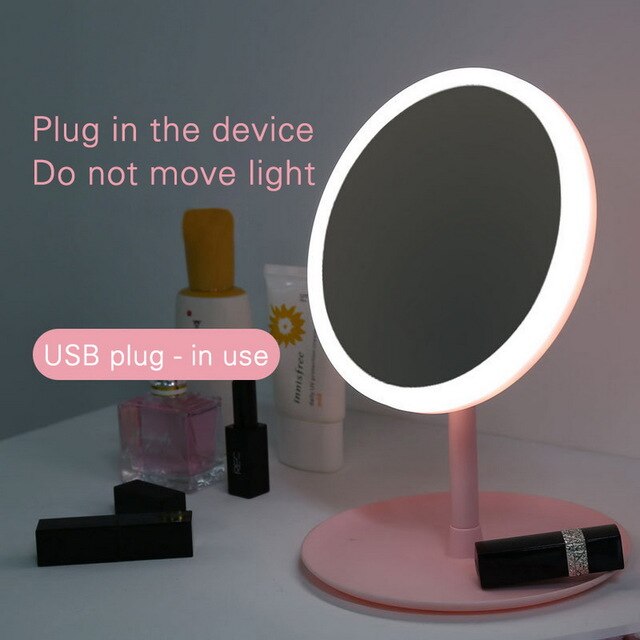 Makeup Backlit Mirror Light with Natural White LED Vanity Mirror Detachable/Storage Base 3 Modes Mirror with Light Makeup: Pink USB