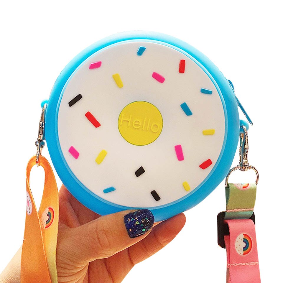 Silicone arco-íris redondo crossbody moeda saco criança menina crianças bolsa de ombro alça ajustável férias viagem bolso pacote: 6