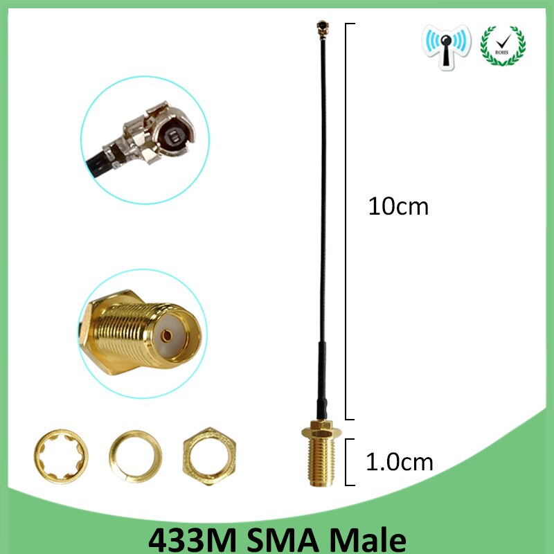 20pcs 433Mhz Antenna 3dbi GSM 433 mhz SMA Male Connector Aerial antena 433m + RP-SMA female to Ufl./IPX Extension Pigtail Cable