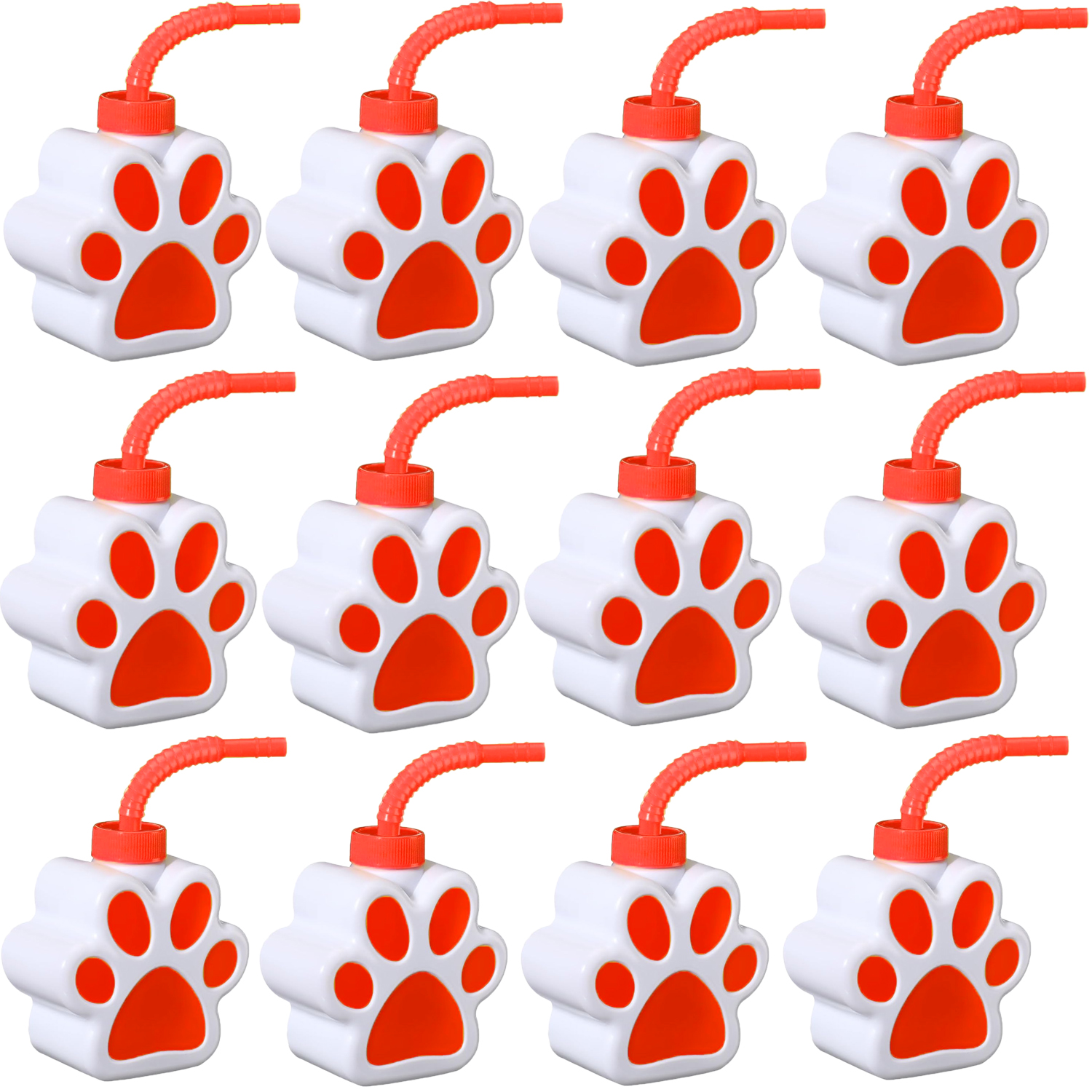 12 Pcs 10 oz Dog Paw Cups with Straw and Lid Dog Themed Party Supplies, Drinking Cup for Birthday Puppy Party Favors Decoration: green