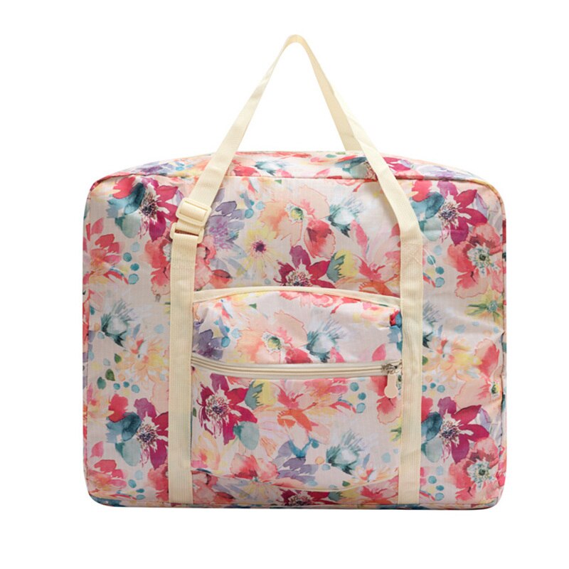 sac de voyage pliant grande capacité imperméable à l'eau impression florale sacs Portable femmes sac fourre-tout sacs de voyage femmes: Rose