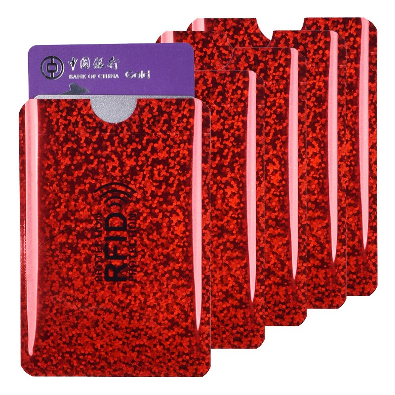 5PCS RFID porta carte di credito anti-scansione tasca in alluminio metallo sottile protezione della carta di credito portafoglio di sicurezza custodia per carte di moda: f