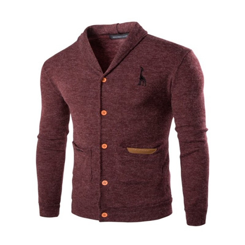 Herr ull mandarin krage kofta höst vinter varm tjock långärmad slim fit patchwork tröja stickad bomull casual kappa