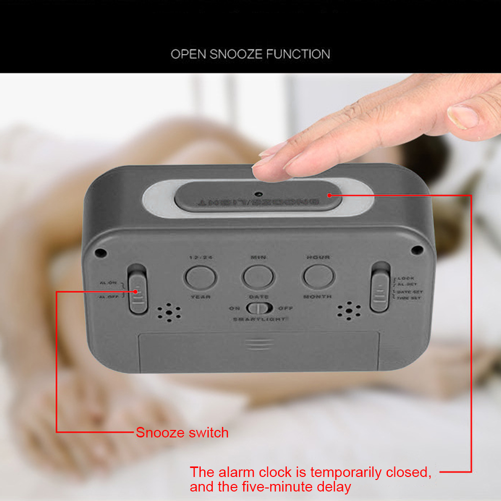 Multi-Function Digital Display Alarm Clock Led Intelligent Luminous Smart Clock Temperature Calendar Calendar Student Alarm Cloc