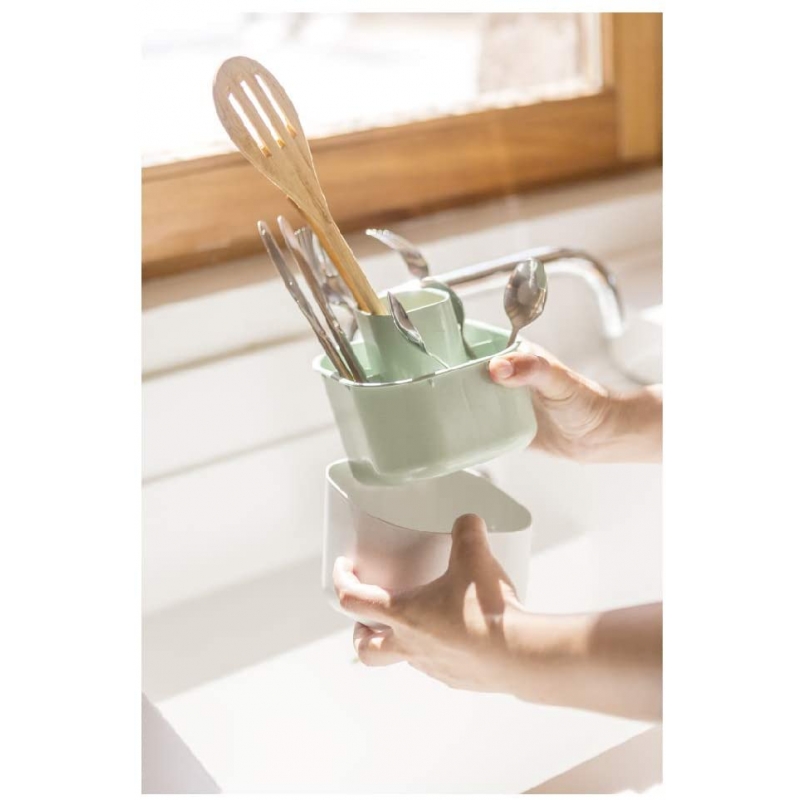 Accesorios de cocina Escurrecubiertos de Cocina de Color Gris Claro y Turquesa V9925