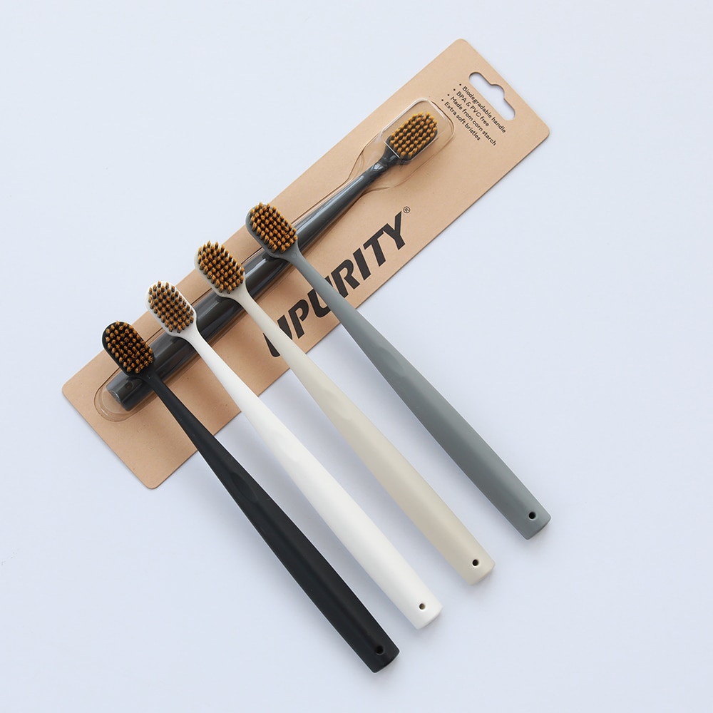 Yunli-brosse à dents en spirale, brosse à tête large super douce, poignée verte, brosse à 4 couleurs pour les adultes