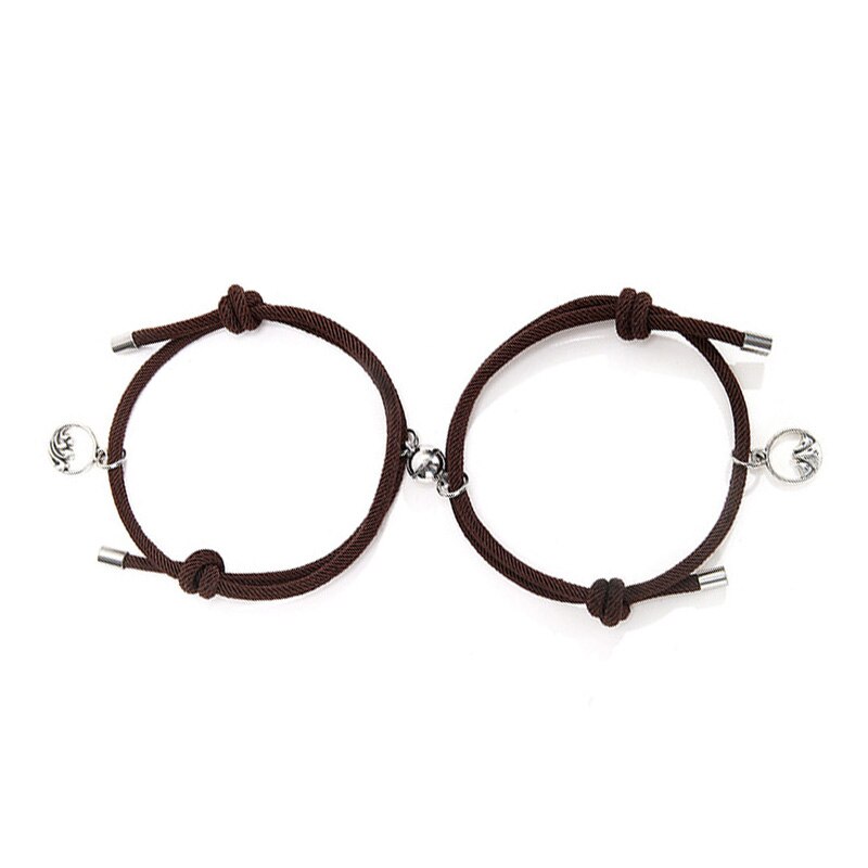 2pcs Couple Magnet Attract Each Other Personality Couple Bracelet Men and Women Charm Girl Bracelet Jewelry Lover: coffee