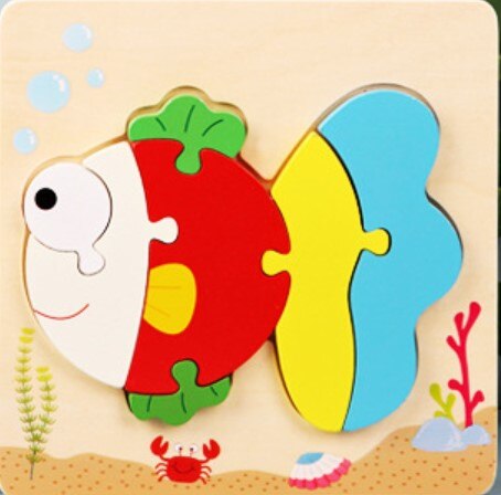 3D Wooden Puzzle Jigsaw Toys For Children Wood 3d Cartoon Animal Puzzles Intelligence Kids Early Educational Toys for children: Red