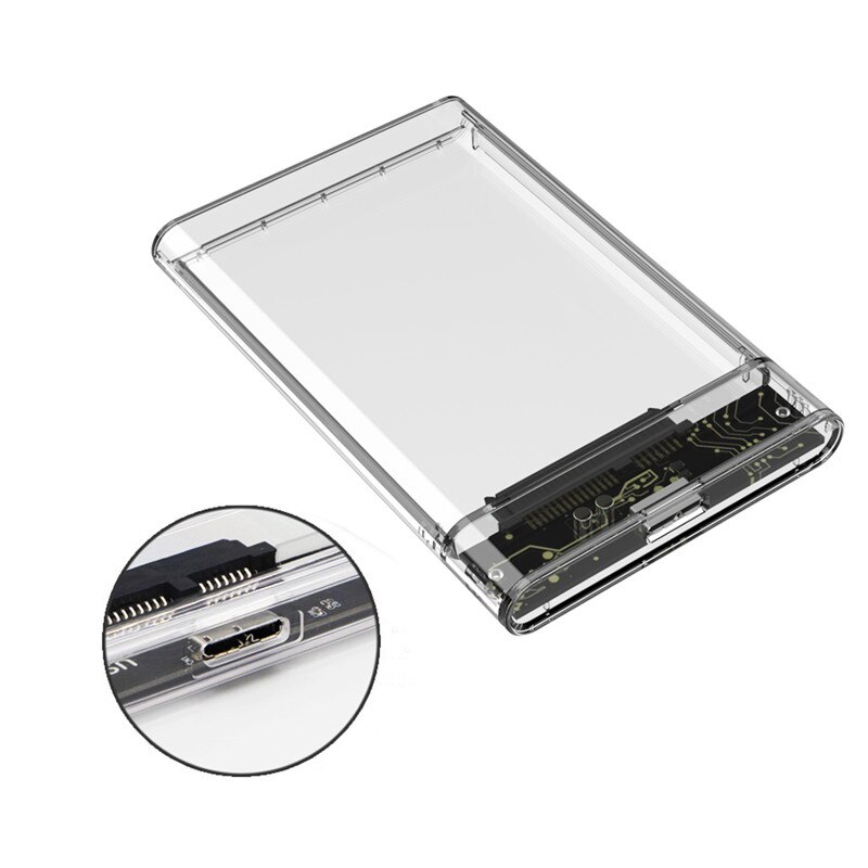 1Pc Transparante Hdd Enclosure Box Ssd Hard Drive Sata Naar Usb 3.0 2.0 Adapter Externe Hdd Case 2.5 Inch ondersteuning 4Tb Hd 5.0Gbps