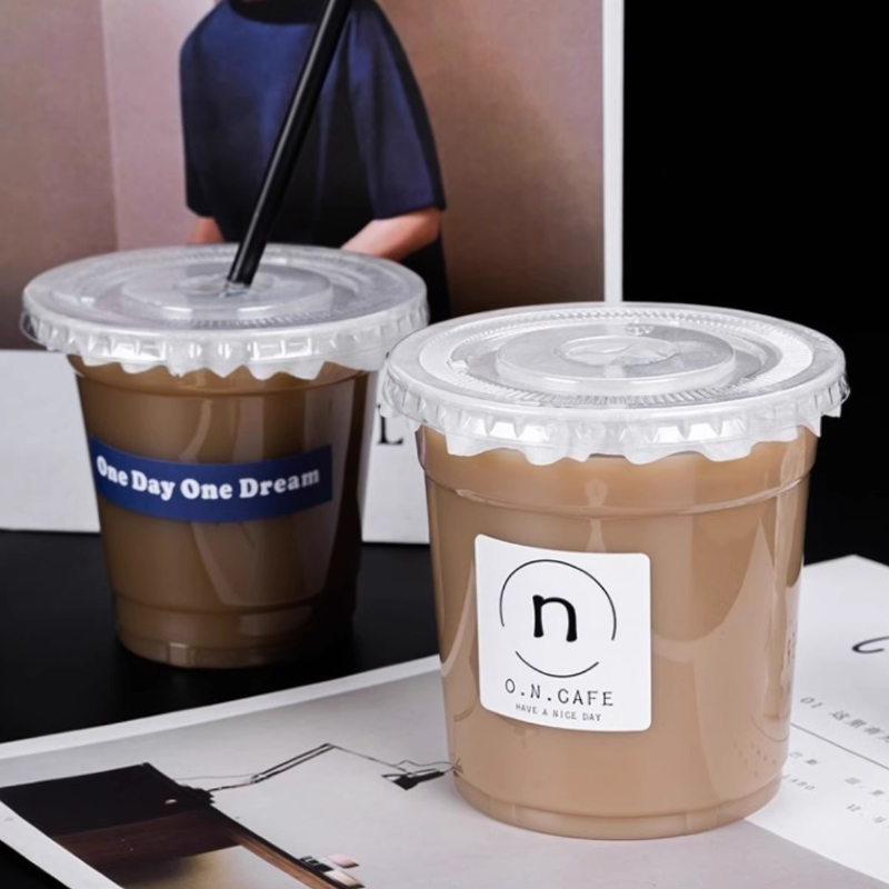 Taza de té de la leche desechable de Material PET, vasos de plástico transparente para bebidas frías, vasos comerciales, vaso de café americano helado grueso