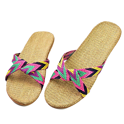 Zapatos deportivos de verano para mujer, sandalias de playa Unisex para hombre, zapatos de exterior, sandalias de playa con cinturón cruzado de lino, zapatillas: Púrpura / 8