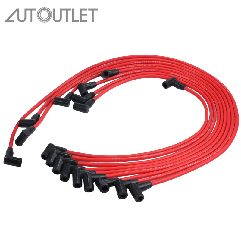 AUTOUTLET-cables de bujías para Chevrolet HEI SBC, 7,5, 350, 383, D030-PW-SBC350 electrónico, 9 unidades, 454 MM