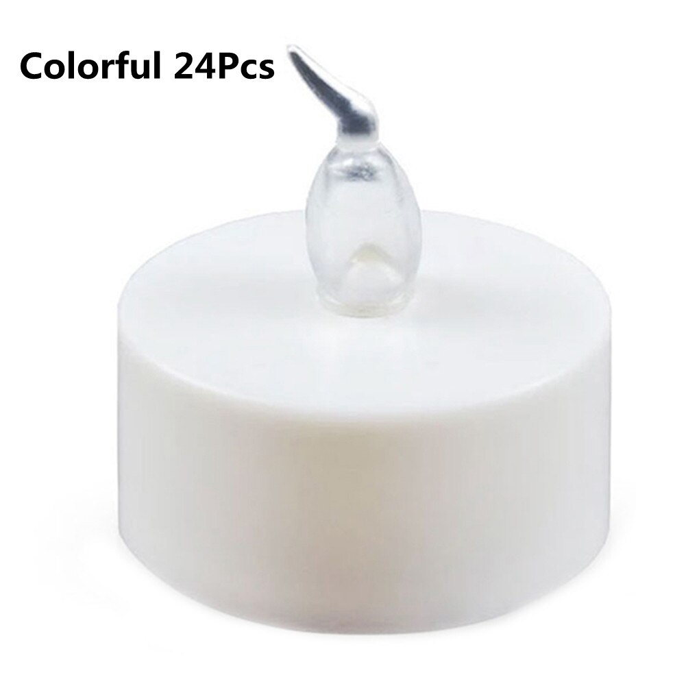 Flameless LED Tea Lights Candles Battery Powered Coloful Flickering Pillar Candles Votive Tealight Romantic party Home Decor: Colorful 24Pcs