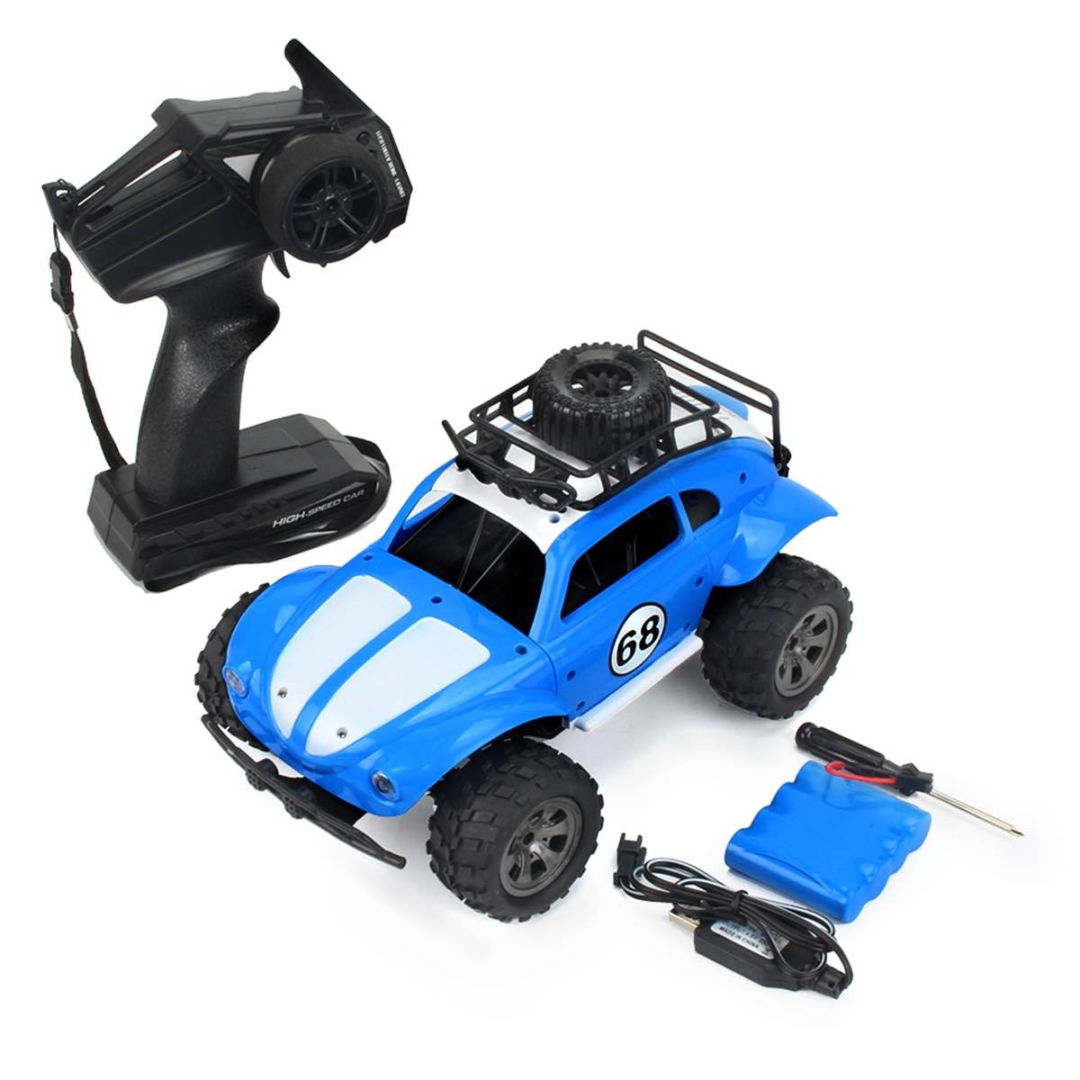 RC Car 1/18 4WD 4x4 Driving Car Double Motors Drive Bigfoot Car Remote Control Car Model Off-Road Vehicle Toy christmas: Blue