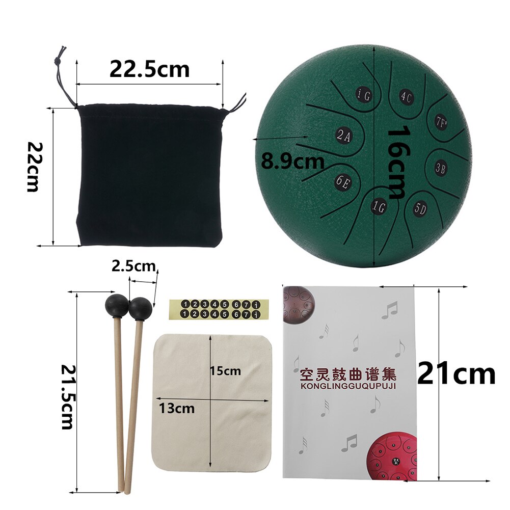 6 pouces En Acier Tongue Drum 8 Tune Notes Main Casserole Réservoir Éthérée Rythme Tambour avec Sac De Transport Pilons Autocollant Instrument de Percussion