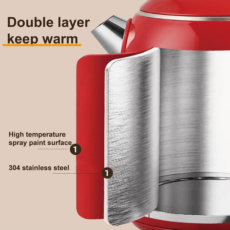 1000ml Household Electric Kettle Retro 304 Stainless Steel Kettle Teapot Mini Portable Thermal Kettle Automatic Power Off 1355W