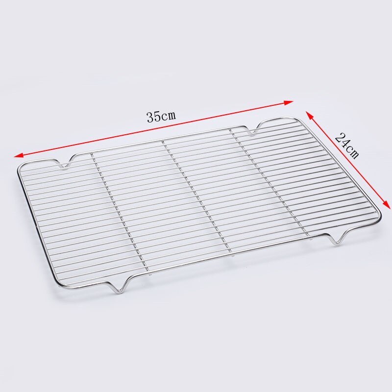 Wire Steamer Kebab Barbecue Mesh Rack BBQ Grill Mesh fish meat Carbon Stainless Steel deep Square Plate cafeteria Storage trays: mesh 35x24cm