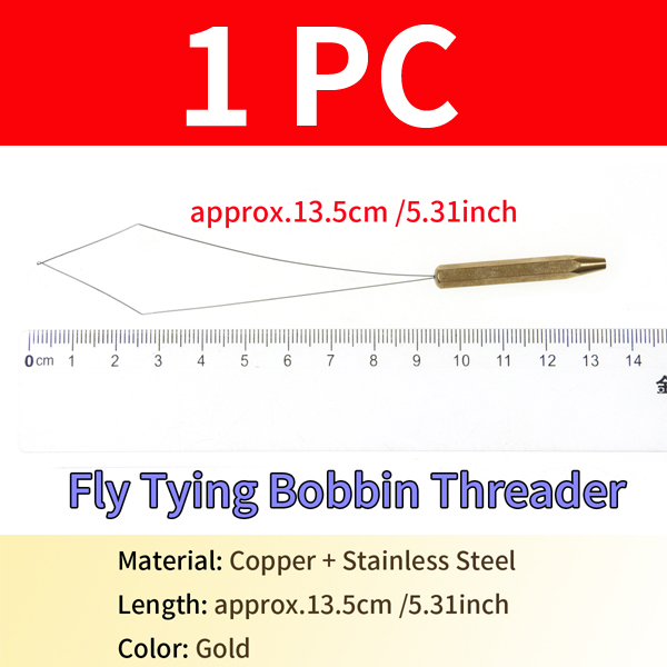 Wifreo fly tying tool bobbin threader with half hitch brass handle thread threading brass bodkin fly Fishing Tools: 1pc Thread g