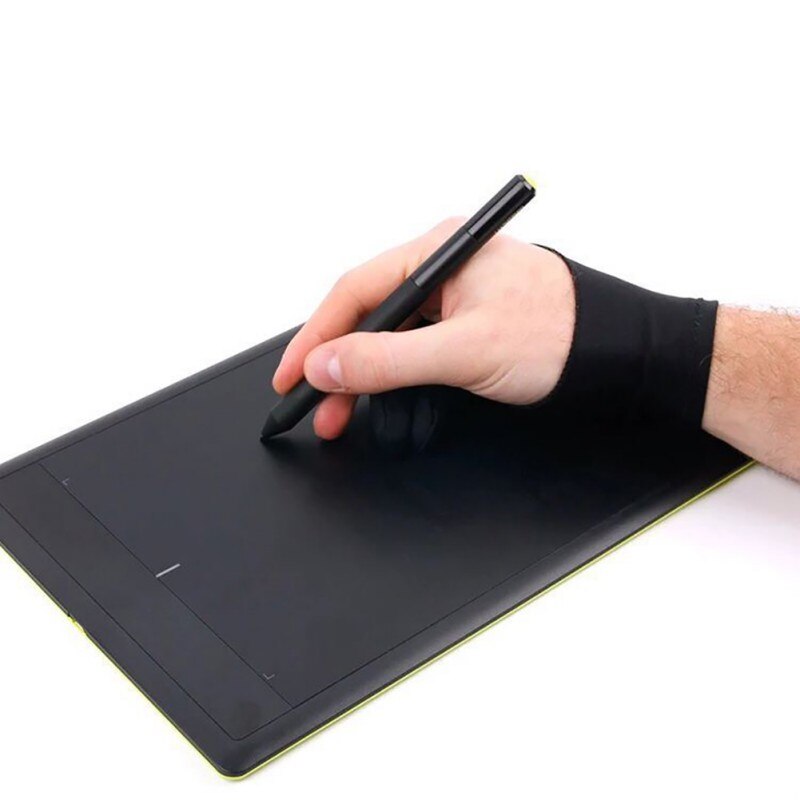 Artista desenho dois dedo luva para qualquer gráficos desenho tablet preto 2 dedo anti-incrustação, tanto para a mão direita e esquerda preto