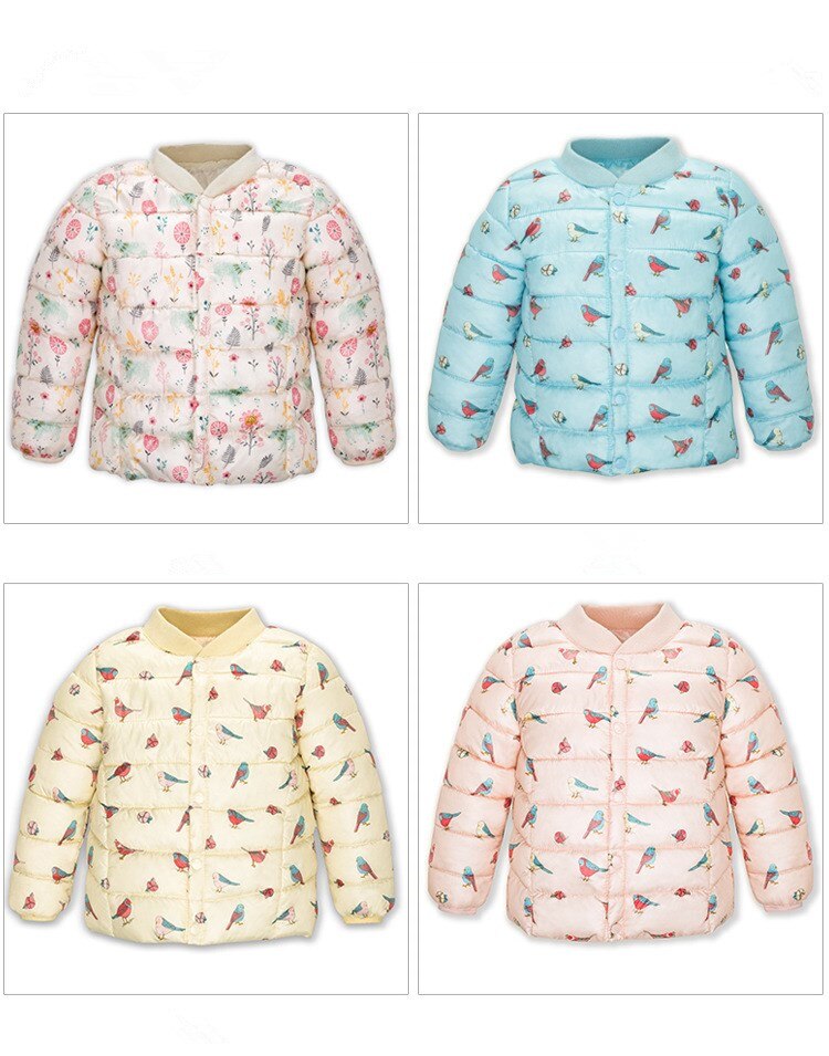 girls cotton coat autumn and winter baby warm floral small cotton jacket children warm down cotton jacket