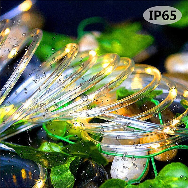 Led trädgård gård solar lampa ljusslingor 7m/12m/22m/32m 300 led fairy julfest krans sol rep tube lamp light