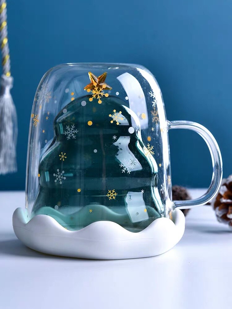 Kerstboom Dubbel Glas Huishoudelijke Water Cup Koffiekopje Melk Cup Dubbel Glas Hoge Waarde Geïsoleerde Bekentenis Voorkeur