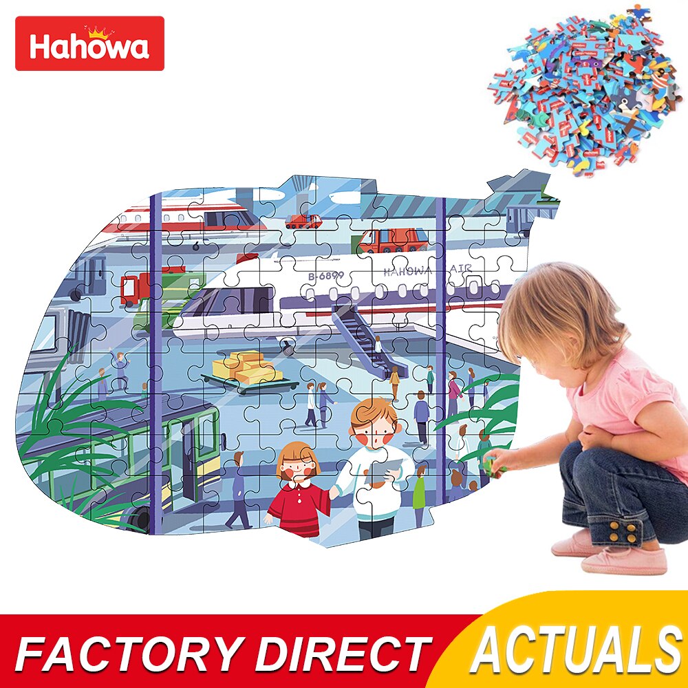 Hahowa Mini Vliegtuig Vliegtuig Puzzel Voor Kinderen 3 Jaar Leren Vorm Onderwijs Speelgoed Stad Tour Stukken Kleur Educatief Speelgoed