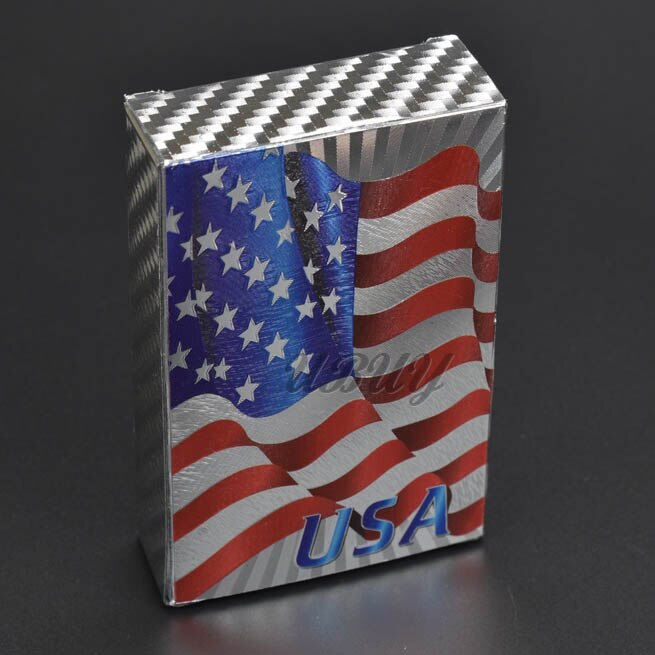 Farverigt amerikansk flag flagrende guld sølvfolie spillekort plast vandtætte kort til indsamling: Sølv