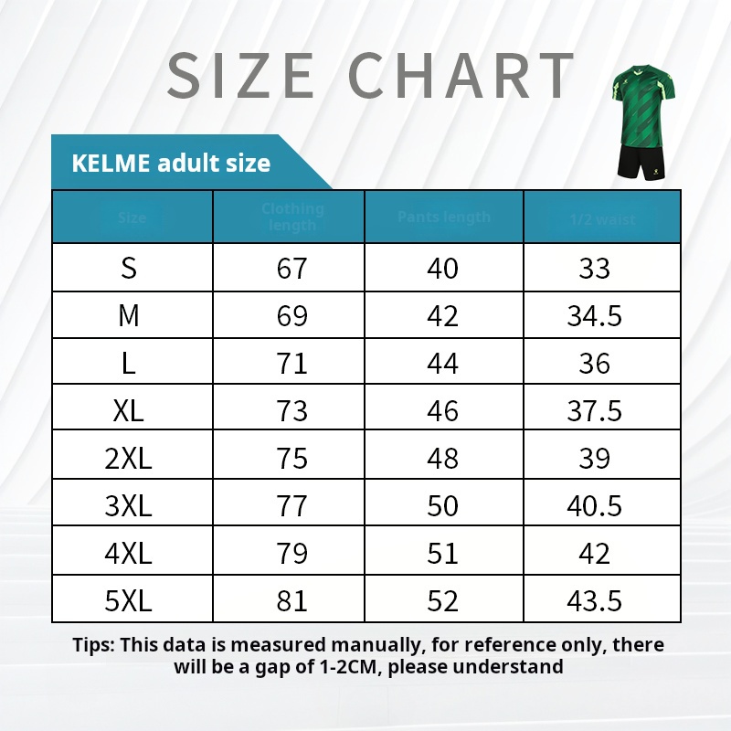 Kelme fotballdrakt sommer utendørs løping trening fitness korte ermer shorts pustende todelt sett