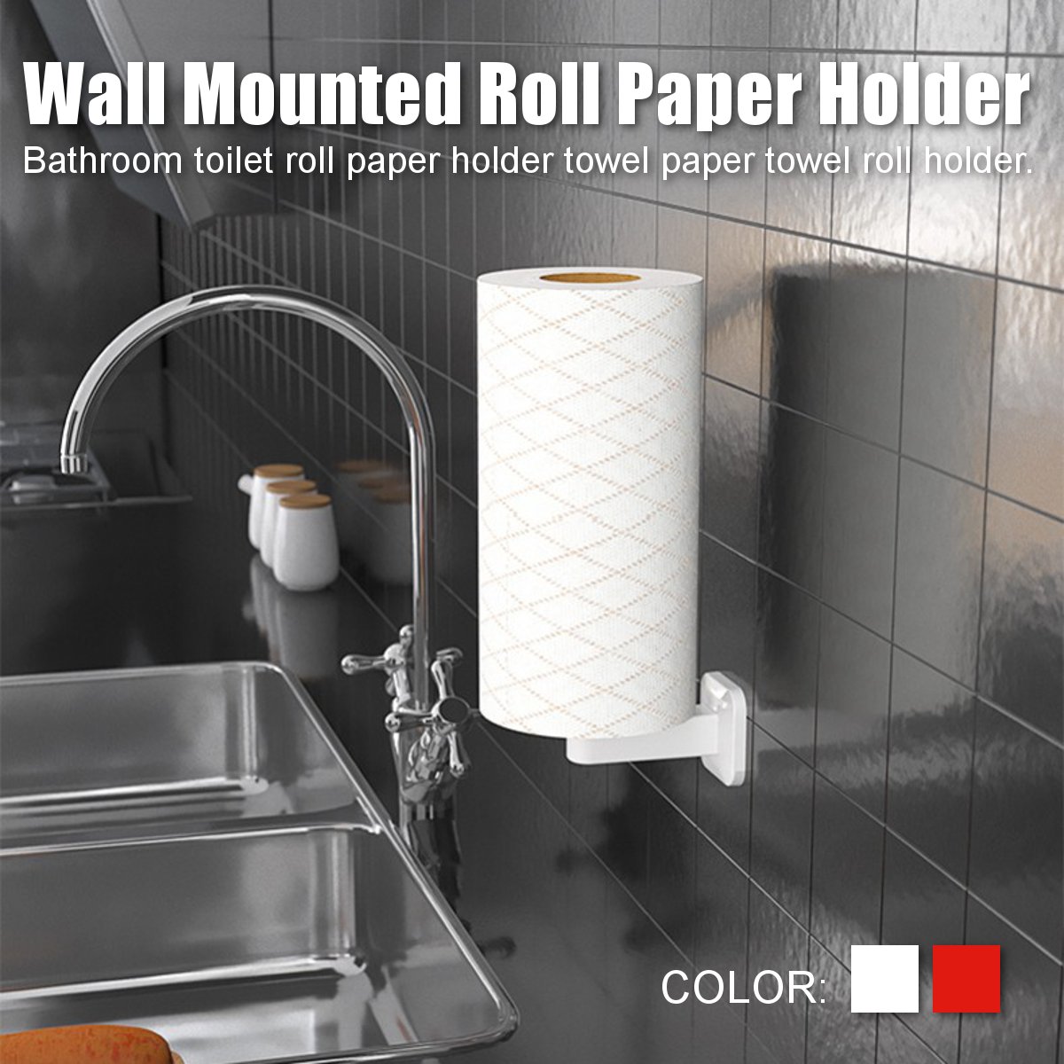 Toilet Basin Roll Paper Holder Kitchen Tissue Towel Storage Organizer Hanging Rack Kitchen Bathroom Roll Tissue Holder Red White