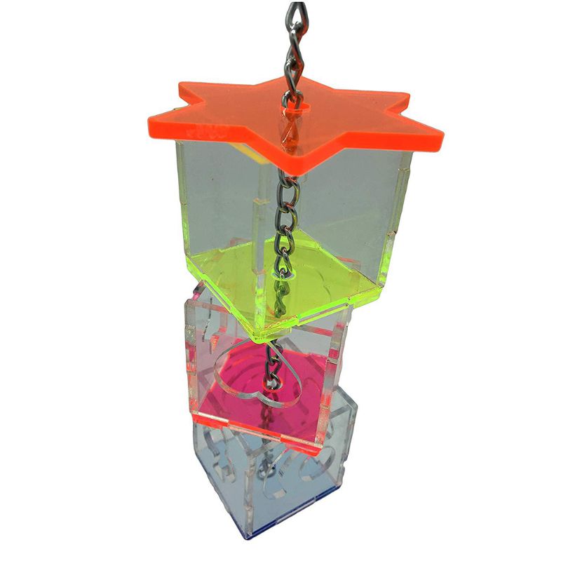 Parrot Bird Feeding Toy Boredom Buster Forage Box Hanging Treat Foraging Toys Acrylic Food Feeder Birds Supplies C42