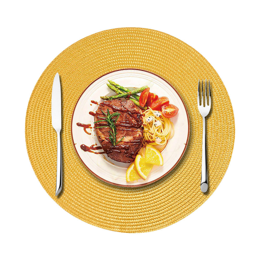 Mantel Individual redondo de 38cm para el hogar, tapete aislante de PP para mesa de comedor, tapete de comedor tejido biodegradable para cocina, mesa de comedor de Navidad, decoración de: Transparente