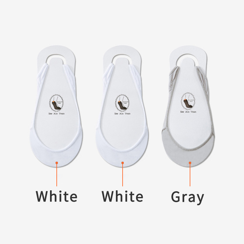 3 Pairs Invisible Boat Socks Women Summer Silicone Non-Slip Socks for High Heels Shoes Ice Silk Thin Half-Palm Suspender Sock: 2White 1Gray