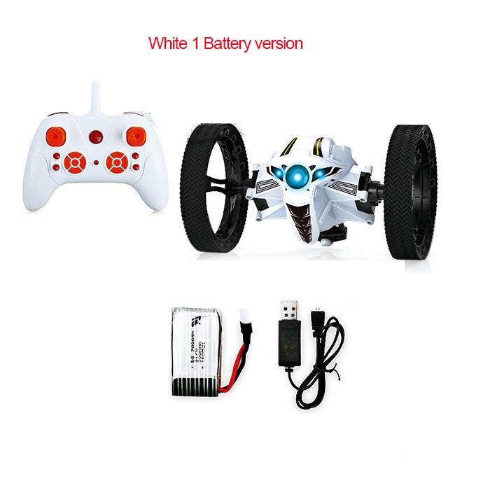 2.4G Remote Control Toys RC Car Bounce Car Jumping Car with Flexible Wheels Rotation LED Night Light RC Robot Car VS SJ88: 803-White1B