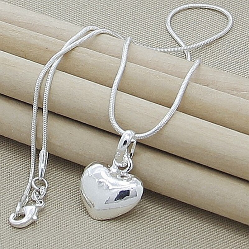 Zilveren Ketting 925 Sterling Zilveren Hart-Vorm Kleine Hanger Kettingen Voor Vrouwen Valentijnsdag Cadeau