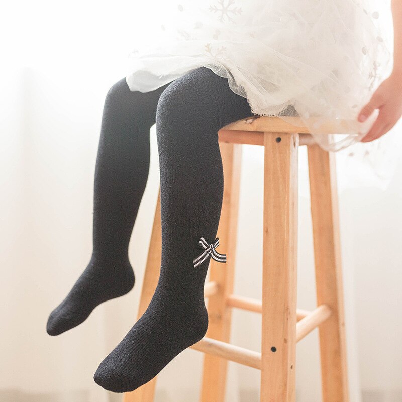 Lente En Herfst Boog Kinderen Panty Zacht En Comfortabel Gebreide Baby Meisje Baby Leuke Baby Leggings: black