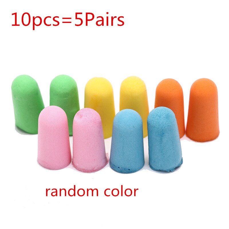 1/2/5/10 Paar Soft Foam Oordoppen Geluidsisolatie Gehoorbescherming Oordopjes Anti-geluid slapen Stekkers Foam Soft Ruisonderdrukking: 5pair  multicolor