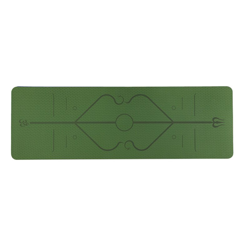 183*61*0.6cm TPE household Yoga Mat Thickened Widened and Lengthened Enviromental Fitness Training Mat Lloor Mat for Beginners: GreenBlack